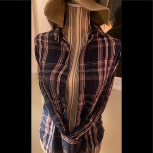 Button down plaid blouse